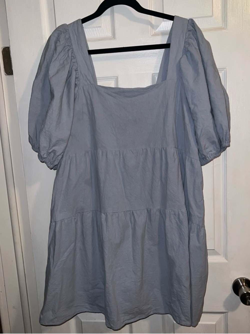 Nasty Gal Light Blue Puff Sleeve Babydoll Dress